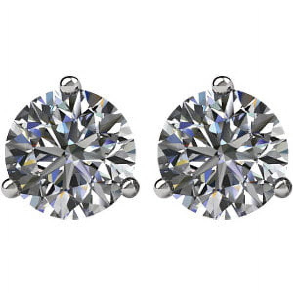 Jewels By Lux Set 14k White Gold Diamond 5 mm 1 CTW Threaded Pair Polished Diamond Earrings With Backs