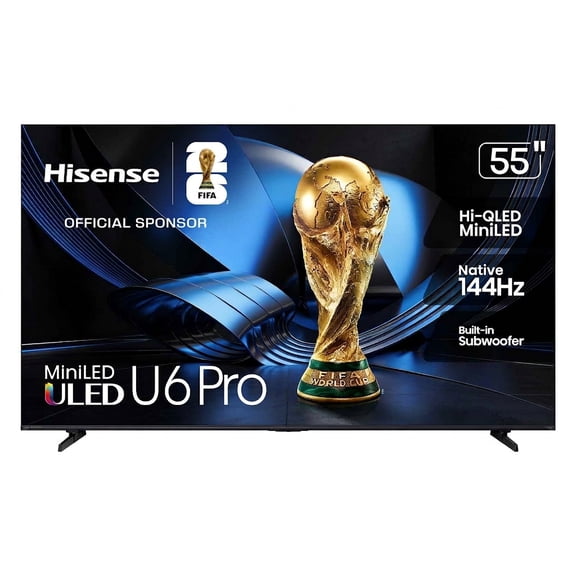 Restored Hisense 55" U6 Pro Series Mini‑LED ULED 4K UHD HDR Gaming AI Smart TV (55U6SF Pro, 2026) – Hi-QLED, Native 144Hz