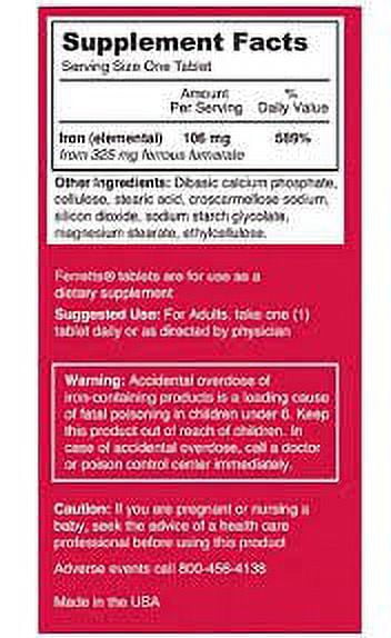 Ferretts Iron Supplement Ferrous Fumerate, 60 ct