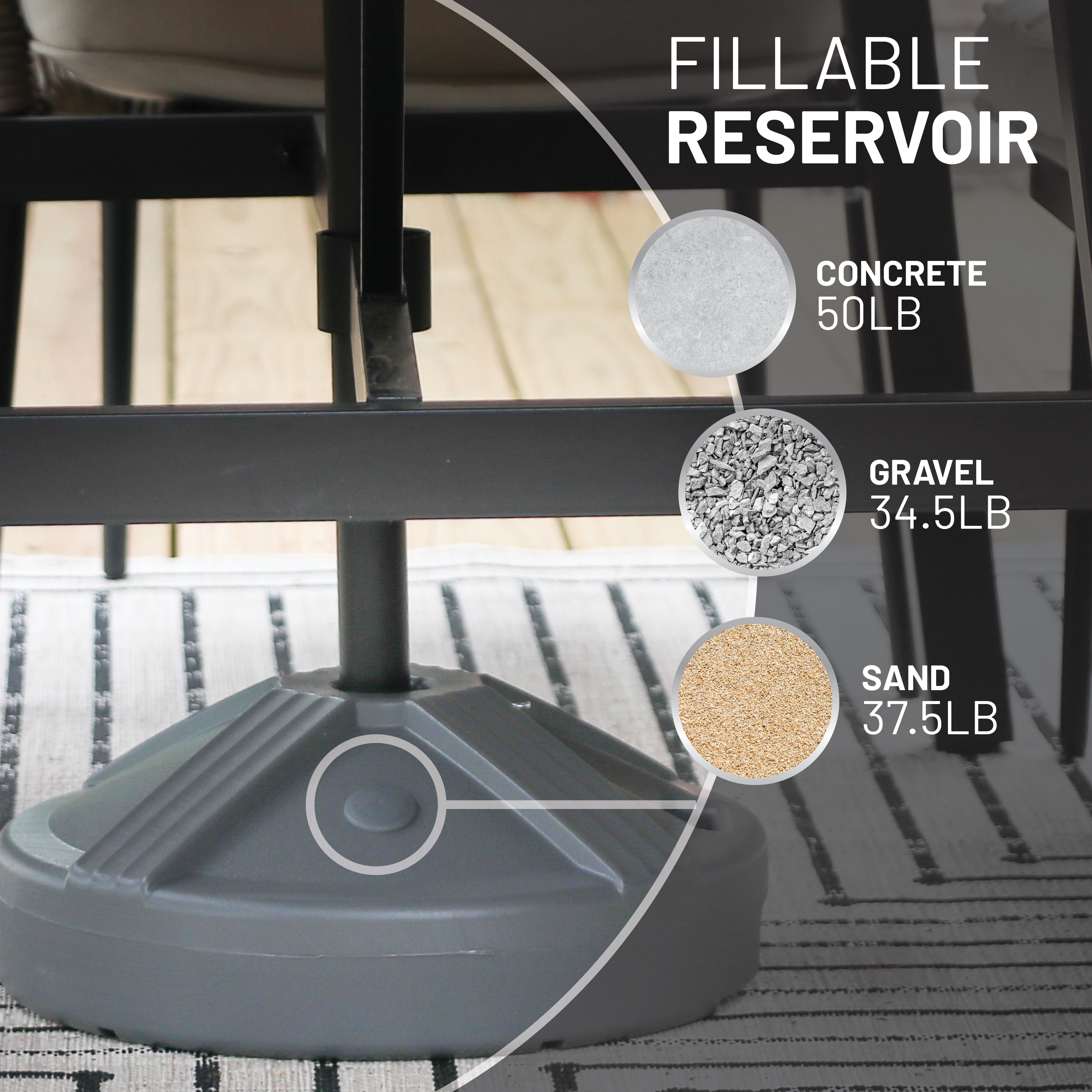 US Weight Fillable Umbrella Base Designed to be Used With a Patio Table (Grey)