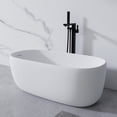 thumbnail image 2 of 51'' Freestanding Resin Stone Soaking Bathtub - Deep Immersion Tub with Ergonomic Backrest, Solid Surface Construction, Overflow Drain & Non-Porous Finish, White, 2 of 9