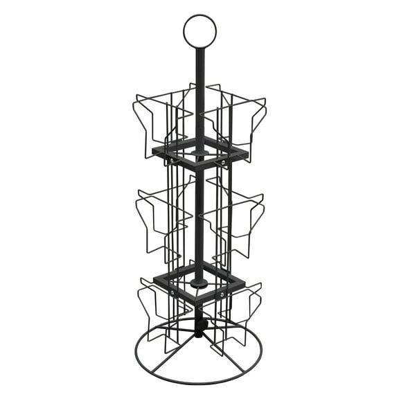 Toolven 3 Tier Rotating Greeting Card Rack Spins 12 Pocket Black Retail Display Holder