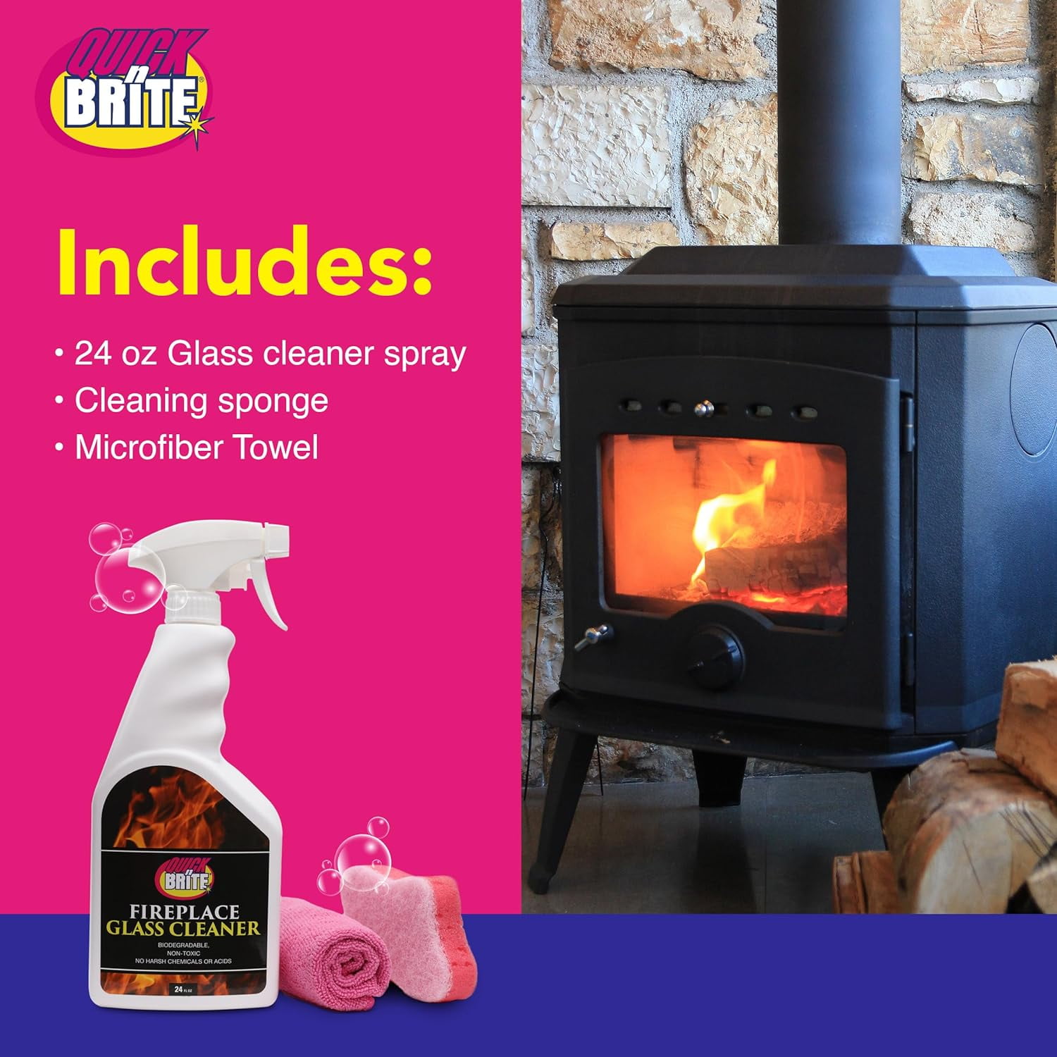 Stove Bright Fireplace Glass Window Cleaner, 16oz, 03M003