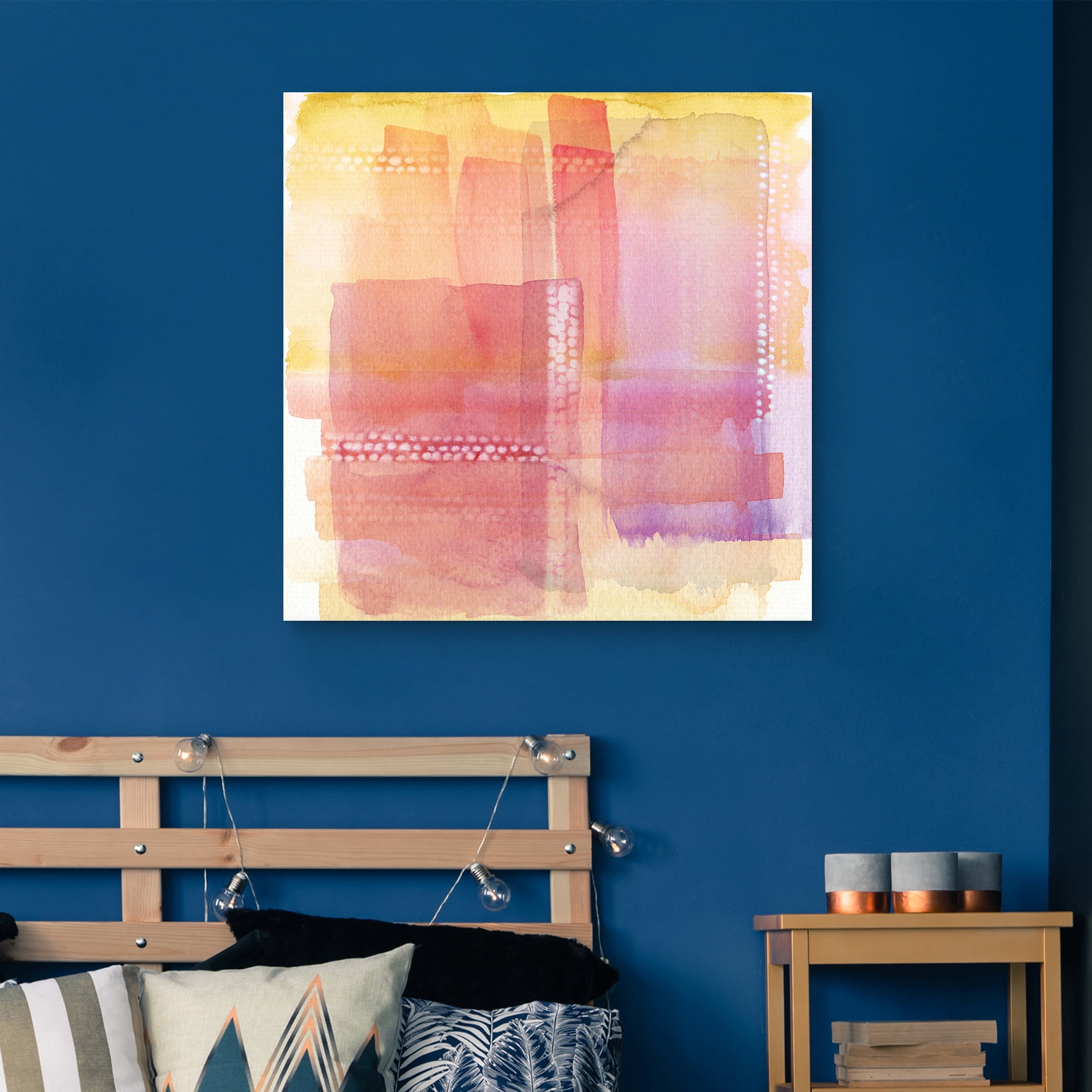 Nikki Chu Pink Water Lines Abstract Canvas Art Print, 35" x 35", by Nikki Chu