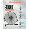 thumbnail image 3 of VEVOR Floor Fan, 3 Speeds High Velocity Heavy Duty 18 Inch Industrial Fan,4000 CFM 360° Adjustable Tilt 19.69 ft/sec Airflow Large Metal Fan,for Home, Gym,Office, Garage,Commercial Shop & Bedroom, 3 of 9