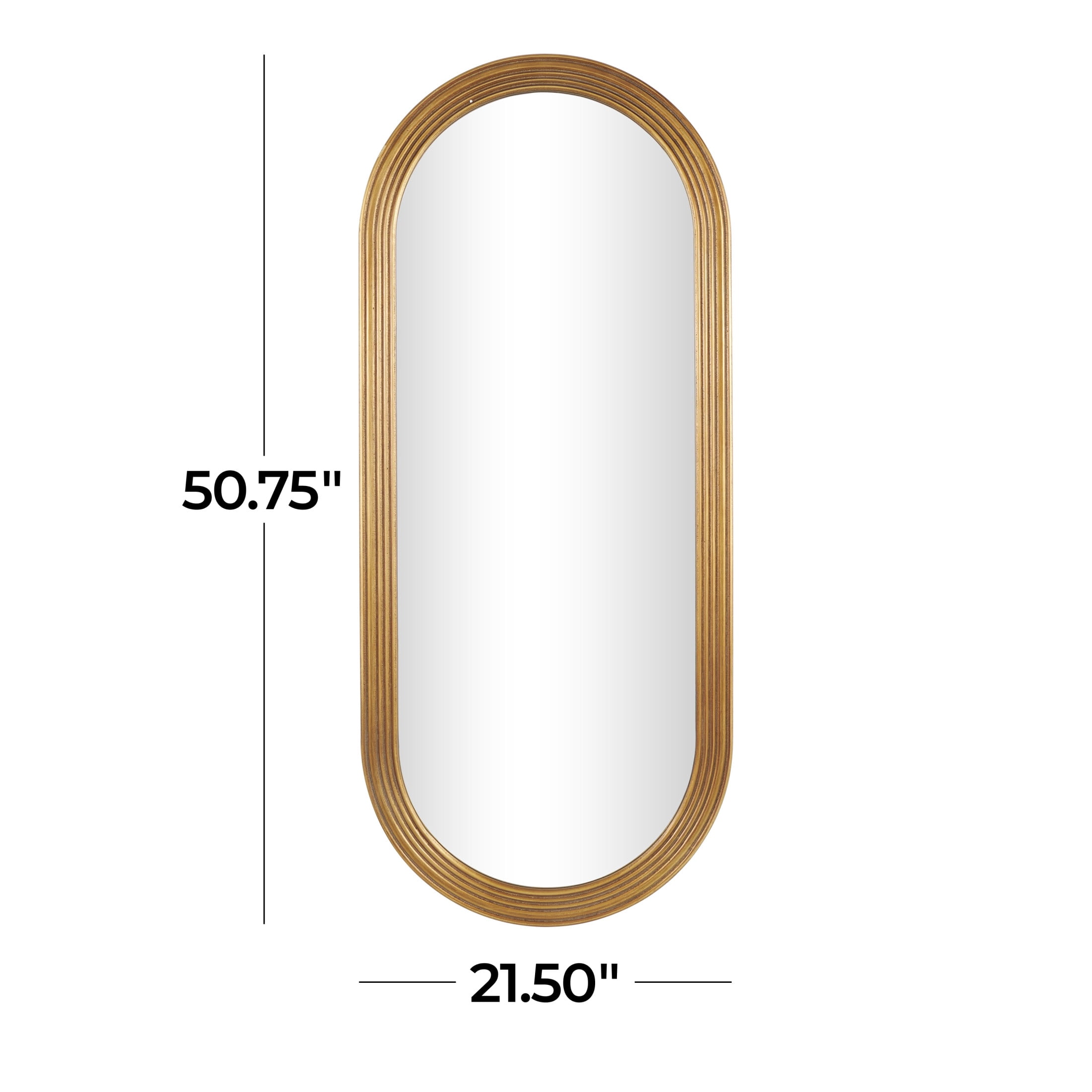 DecMode 22" x 51" Brown Oval Wall Mirror with Dimensional Carved Frame