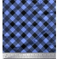 thumbnail image 1 of Soimoi Blue Cotton Duck Fabric Diagonal Check Printed Craft Fabric by the Yard 56 Inch Wide, 1 of 3