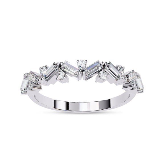 AFFY Zig Zag Half Eternity Wedding Band Ring, IGI Certified Lab Grown Diamond Engagement Promise Rings For Women In 14K Solid White Gold | F-G, VS-SI Quality (0.55 Cttw) Ring Size-4