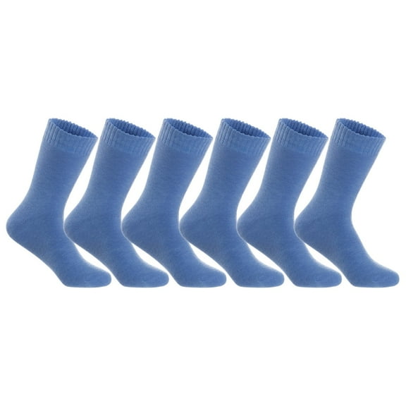 Lian LifeStyle Fantastic Children's 6 Pairs Wool Crew Socks Super Comfortable, Soft, and Durable LK0601 Size 9Y-11Y Blue