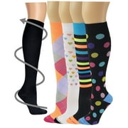 Different Touch 4 Pairs Colorful Graduated Therapeutic Compression Knee High Socks