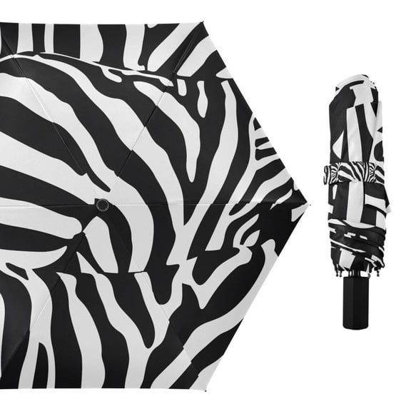 Zebra Stripe Compact Sun Umbrella Windproof Travel Umbrellas for Rain Strong Portable UV Protection