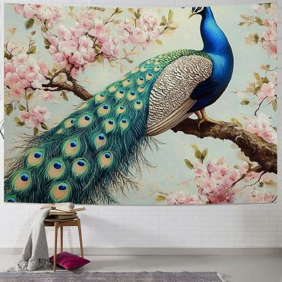 Patifu Peacock Tapestry Peacock Tapestries  Wall Hanging Aesthetic Space Garden Indoor Outdoor Wall Art Tablecloth  Decoration for Bedroom Dormitory Living Room Home Decor  40x30inch