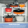 thumbnail image 4 of Étagère Extensible à 2 Niveaux sous Évier Étagère de Cuisine Rétractable Organisateur de Comptoir de Cuisine Rangement Polyvalent pour Garde-Manger Salle de Bain, 4 of 7