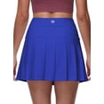 thumbnail image 4 of Pdbokew Women's Pleated Tennis Skirt Golf Skirt Athletic High-Waisted Belted Pocket Lined Shorts Fitness Royal blue S, 4 of 8