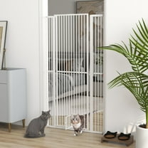 PawHut 67" Extra Tall Pet Gate for Cats, 30"-41" Dog Gate with Cat Door, 1.4" Narrow Gap, 2.8" and 5.5" Extension, for Doorway, Hallway, Stairway