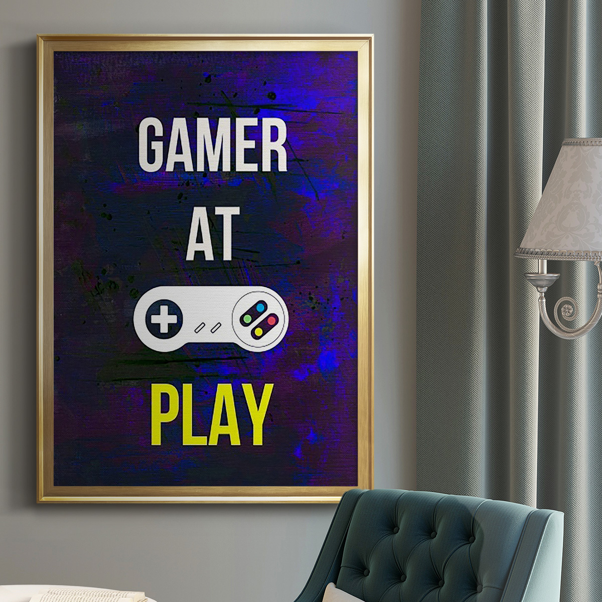Gamer at Play VI Premium Framed Print, in Gold, Black, or Silver - Ready to Hang