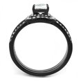 thumbnail image 3 of Luxe Jewelry Designs Women's Ion Plated Black Stainless Steel Wedding Ring with CZ Stones - Size 6, 3 of 4