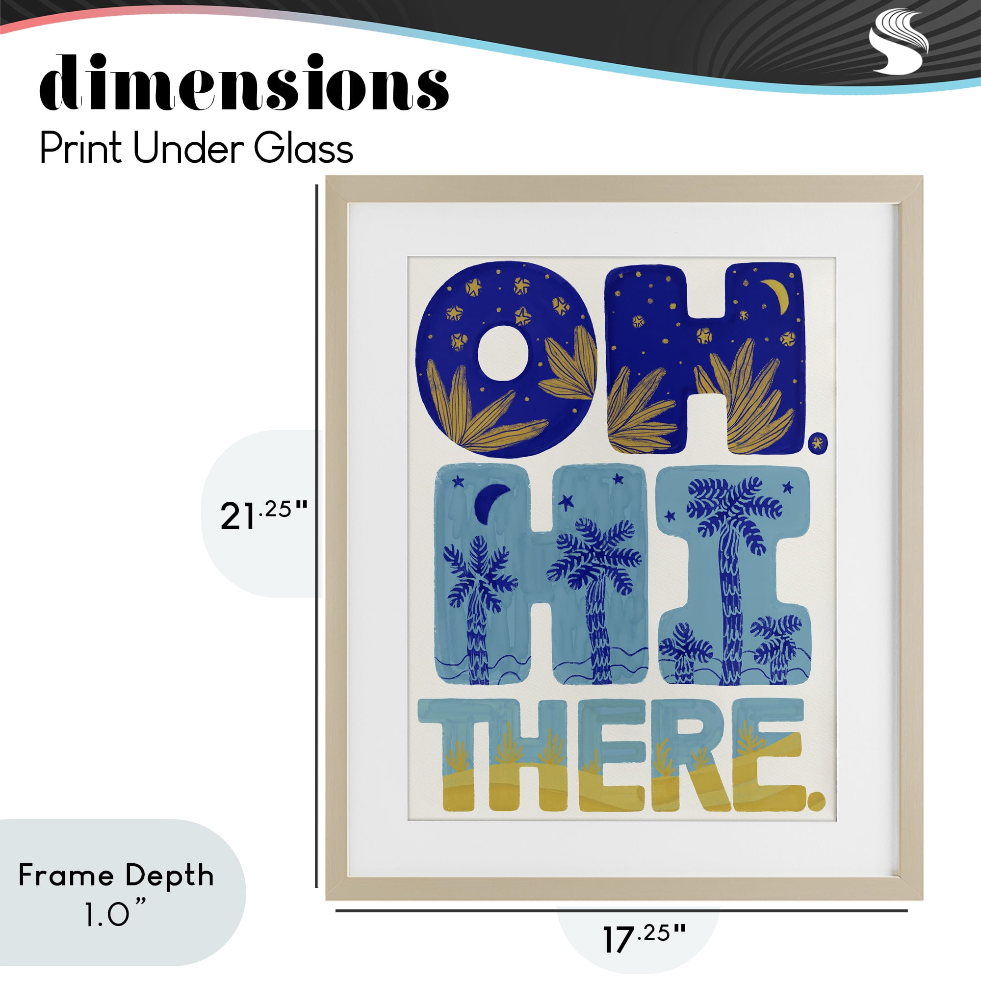 Stupell Industries Oh Hi There Tropical Birch Framed Print Under Glass, design by Connie Summers