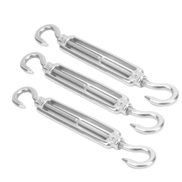 Cergrey 10pcs 304 Strainer Stainless Hook and Hook Turnbuckle Wire