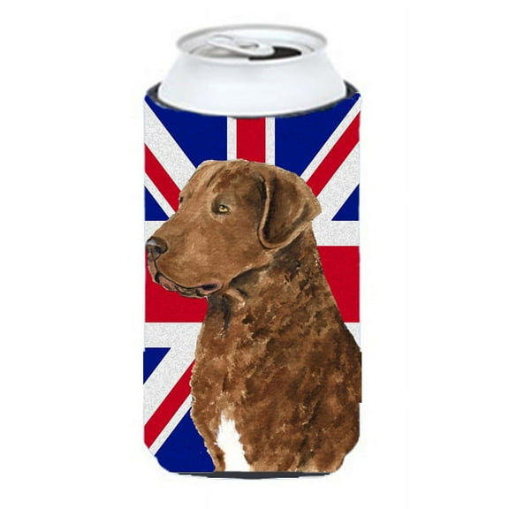 Curly Coated Retriever with English Union Jack British Flag Tall Boy Hugger