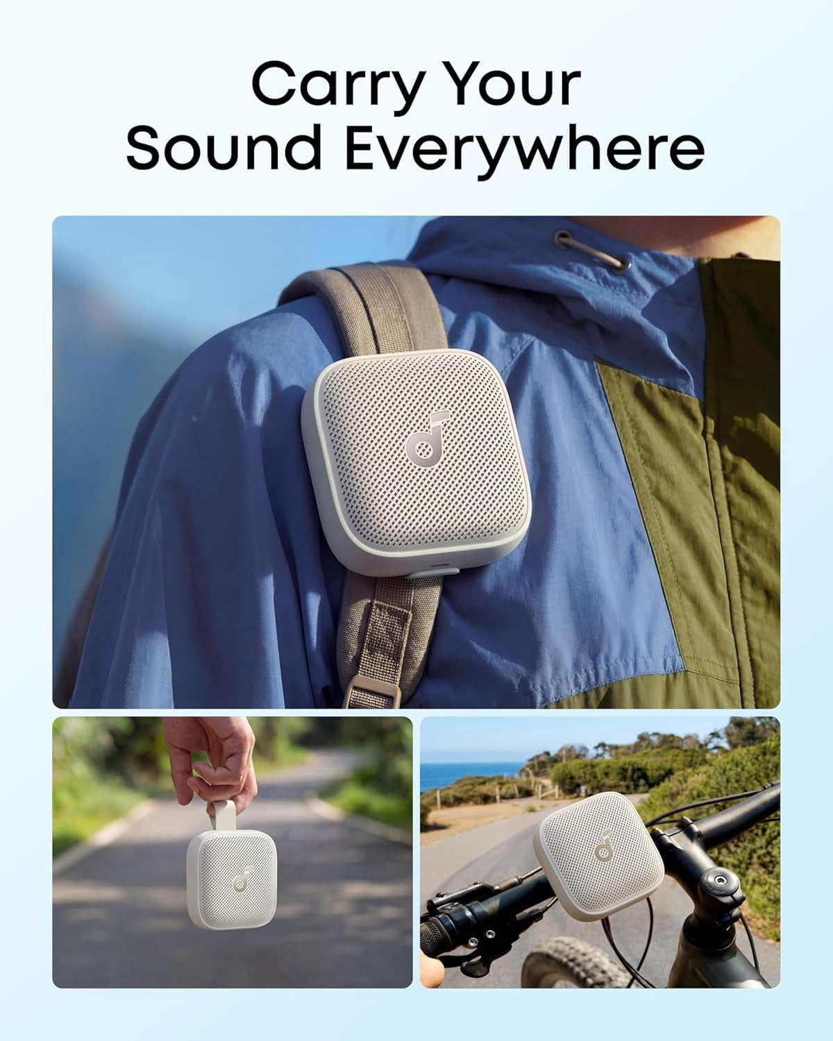 Soundcore Boom Go 3i by Anker Portable Speaker, 15W Punchy Sound, 24H Playtime, Bluetooth 6.0, BassUp 2.0, IP68, Emergency Charging for Hiking/Cycling/Camping