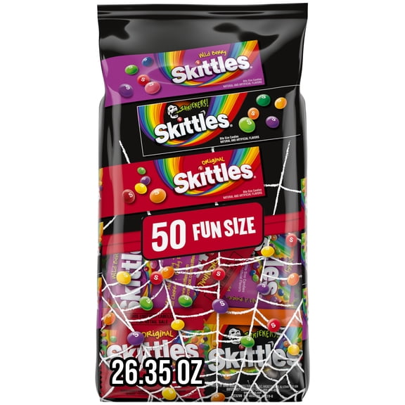 Skittles Fun Size Chewy Halloween Candy Variety Pack - 50 Ct Bulk Bag