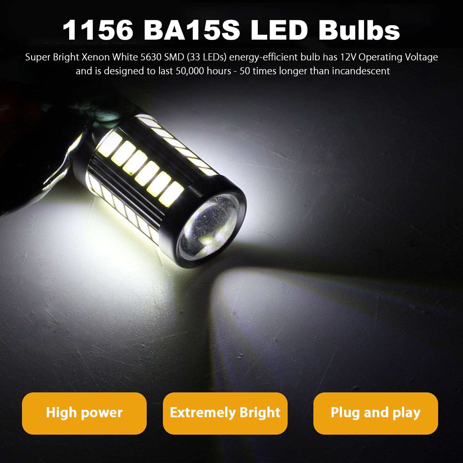 Bombilla LED 1156, 12 V, 5 W, blanco cálido, 3000 K, BA15S 1141 S8, diseño  impermeable, para interior de coche, caravana, iluminación de paisaje al