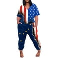 thumbnail image 2 of Rompers for Women Summer Wide Leg National Flag V-Neck Short Sleeve Rompers,Rompers Fashion Jumpsuits With Pockets Shorts, 2 of 5