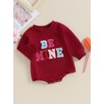 thumbnail image 4 of 0-18M Infant Baby Girl Valentine's Day Romper 3M 6M 12M 18M Letters Embroidery Long Sleeve Bodysuit Spring Outfit, 4 of 10