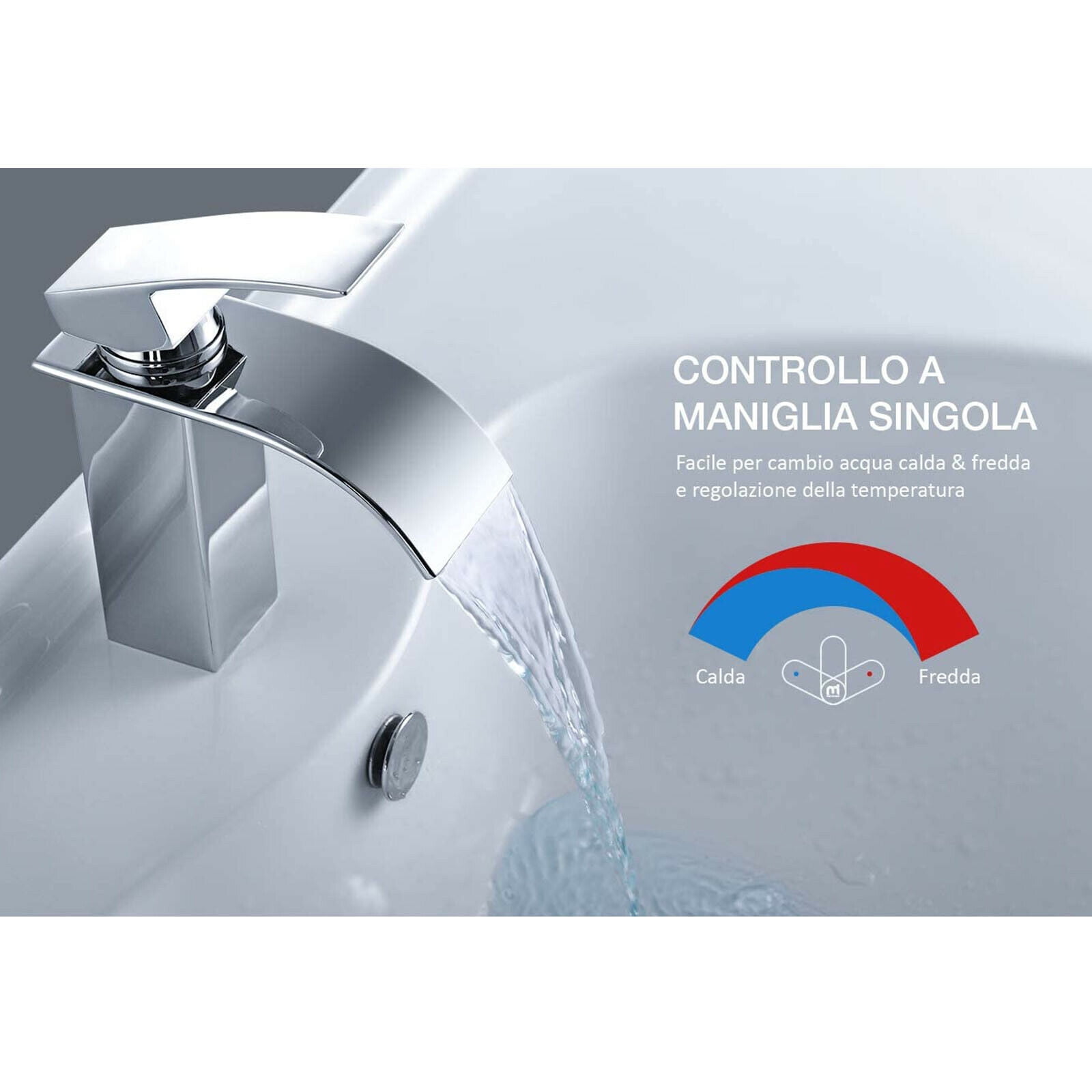 Zovajonia  Brass Bathroom Sink Faucet Basin Vanity Waterfall Spout Single Handle Mixer Tap Polished Chrome