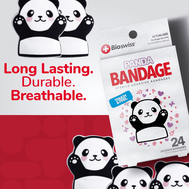 BioSwiss Panda Shaped Bandages, Self Adhesive, Latex Free, Sterile