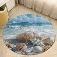 thumbnail image 4 of Beach Seashell Starfish Round Small Area Rug, Print Non Slip Washable Floor Mat, Soft Throw Rug for Living Room, Powder Room Entryway, Bathroom, Bedside, 4 of 6