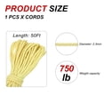 thumbnail image 2 of Uxcell Cuerda Paracord Trenzada de 50 pies, 750 lb, 2.3 mm, Cuerda Multipropósito, Resistente al Fuego para Camping y Supervivencia, Amarillo, 2 of 5