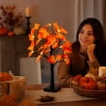 thumbnail image 6 of 2026 23.6in Fall Lighted Maple Tabletop Tree, Orange Artificial Maple Tree with LED Lights, USB & AA Battery Operated Decor for Thanksgiving Halloween Autumn Mantel, 6 of 6