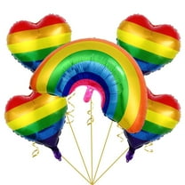 Rainbow Balloons Birthday Party Supplies, 7Pcs Foil Balloons Set for Party Decoration