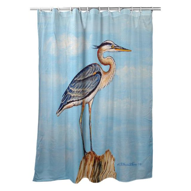 Betsy Drake SH627 70 x 72 Po Héron Bleu sur le Rideau de Douche de Souche