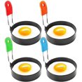 thumbnail image 1 of Egg Ring,Kitchen Stainless Steel Fried Egg Pancake Ring Silicone Handle Egg Frying Mold Pancake Shaper(4PCS/Set), 1 of 7