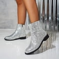 thumbnail image 6 of YOUYEDIAN Ankle Boots for Women Glitter Low Heel Short Boots Sequin Round Toe Shoes Party Bootie with Side Zipper Silver, 6 of 6