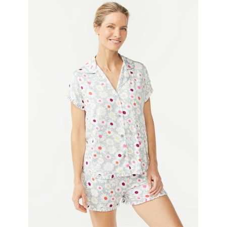 

Joyspun Women s Ruffled Pajama Top and Shorts Set 2-Piece Sizes S to 3X