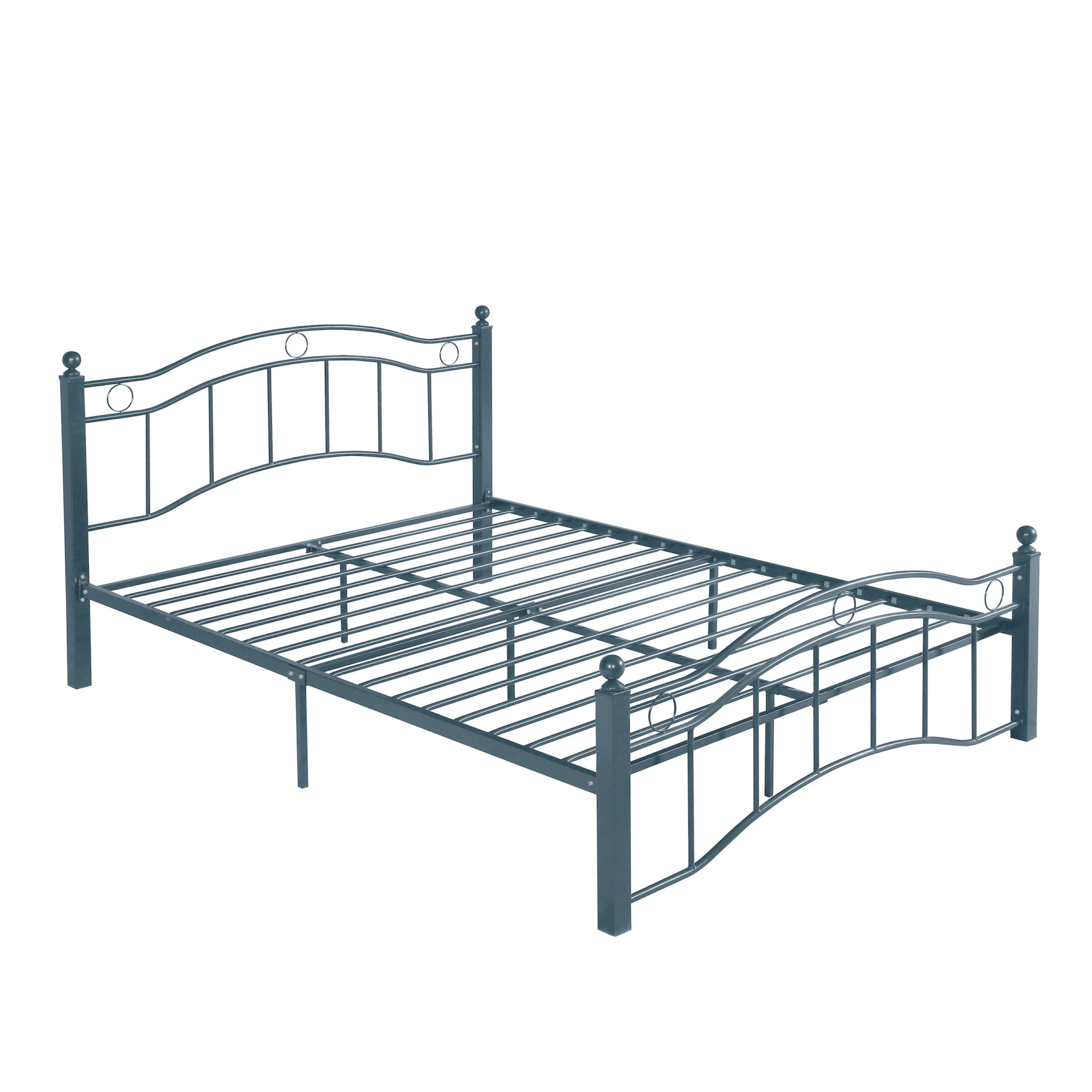 Christopher Knight Home Contemporary Queen Size Metal Bed Frame with Wavy Headboard and Footboard, Blue