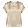 thumbnail image 5 of TGSLY Women's Silk Satin Tops Lightweight Soft V Neck Cap Sleeve Blouses Relaxed Fit Dressy Casual Curved Hem Solid Color Tshirts S, 5 of 10