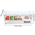 thumbnail image 4 of VEVOR Refrigerated Condiment Prep Station, 135 W Countertop Refrigerated Condiment Station, with 2 1/3 Pans & 4 1/6 Pans, 304 Stainless Body and PC Lid, Sandwich Prep Table with Glass Guard, ETL, 4 of 9