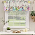 thumbnail image 2 of Vintage Easter Curtain Valances for Windows, Kitchen Valance Window Treatments Panel 2 Pack, Colorful Floral Eggs Bunny Rustic Rod Pocket Short Curtains for Bathroom Bedroom 60 x 18 Inch, 2 of 8