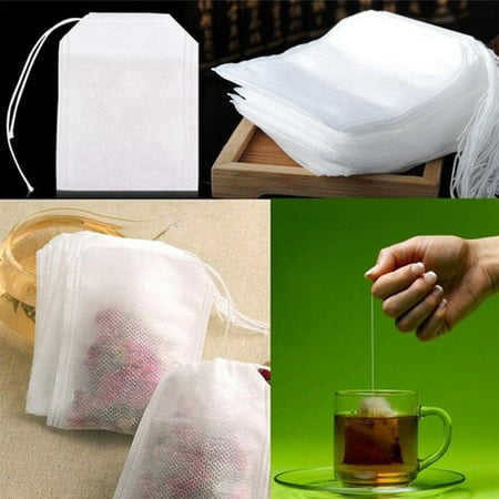 100Pcs Empty Tea Bags With String Heal Seal Filter Paper for Herb Loose (Best Tea For Sun Tea)