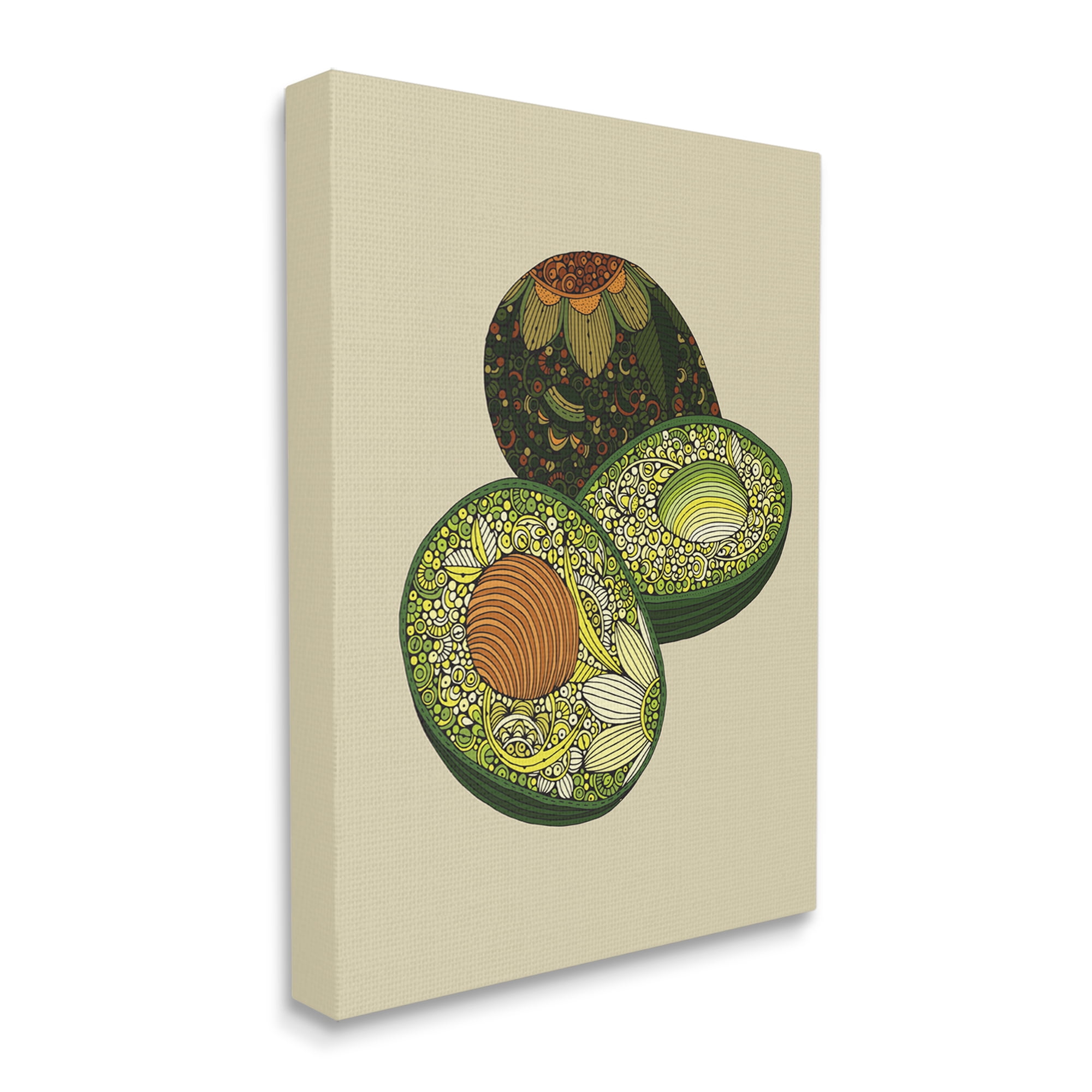 Stupell Industries Intricate Floral Pattern Avocado Fruit Still Life Graphic Art Gallery Wrapped Canvas Print Wall Art, Design by Valentina Harper