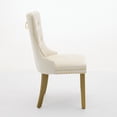 thumbnail image 4 of Modern High-end Tufted Solid Wood Contemporary Velvet Upholstered Dining Chair with Golden Wood Legs and Nailhead Trim - Milky White, Set of 2, 4 of 9