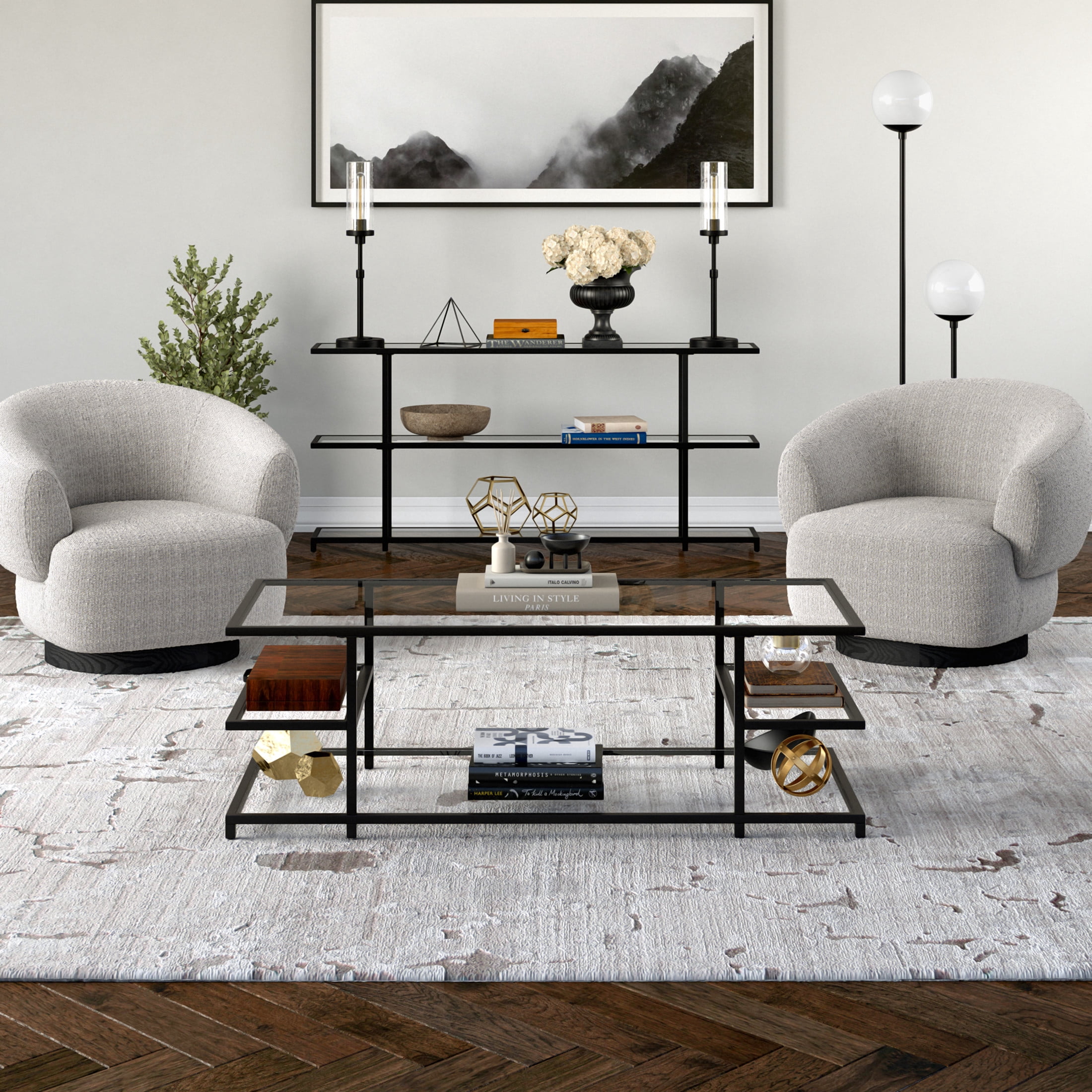 Evelyn&Zoe Modern/Contemporary 54" Wide Blackened Bronze Coffee Table
