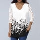 thumbnail image 1 of ICHUANYI Clearance Women's Lace 3/4 Sleeve V Neck T Shirt Ladies Floral Blouse Tunic Tops Plus Size(White, M) ICHUANYI WER2023080705846, 1 of 4
