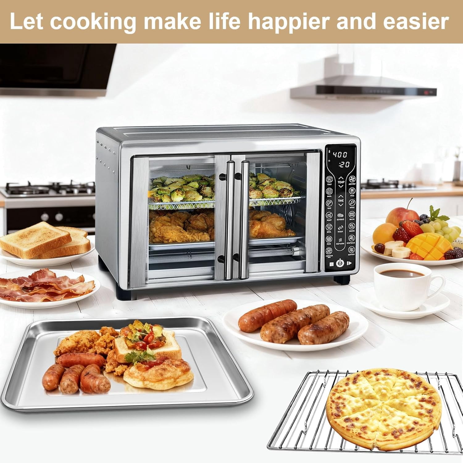 Toaster Oven Replacement Parts for Gourmia GTF7655 GTF7460 GTF7465, Air Fryer accessories Toaster Oven Air Fryer 17 cooking presets 1700W french door digital air fryer oven 24L capacity