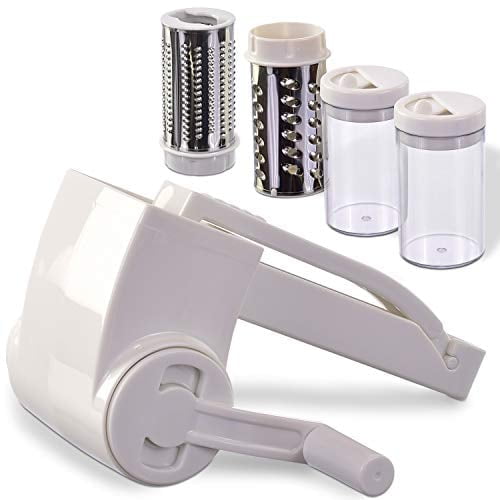 CHOK Vivaant Professional-Grade Rotary Grater - 2 Stainless Steel Drums - Grate Or Shred Hard Cheeses Vegetables Chocolate And More - Award-Winning Design And Heavy-Duty Build Quality